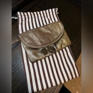 Henri Bendel Pewter and Silver Metallic Wristlet